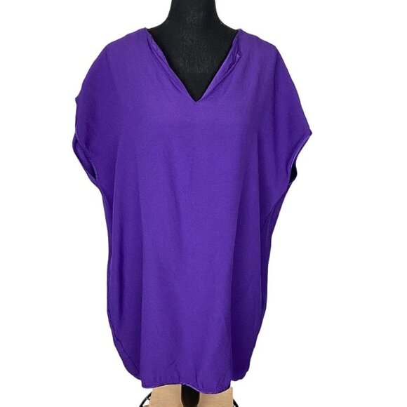 DIANE VON FURSTENBERG Tunic V Neck Dress Purple M 11-11 - Picture 1 of 12